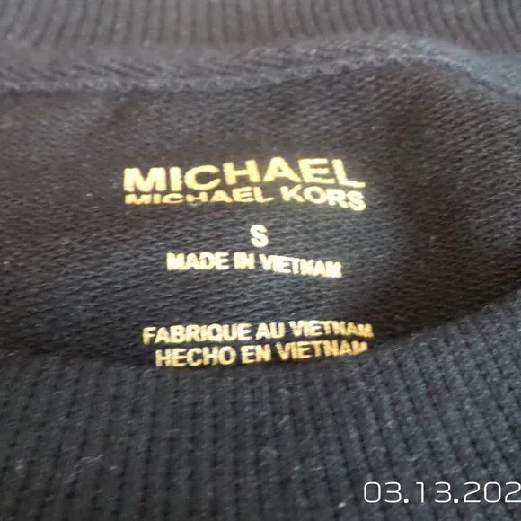 Womens MICHAEL KORS Black Sweatshirt Size Small Like NEW - Picture 3 of 10
